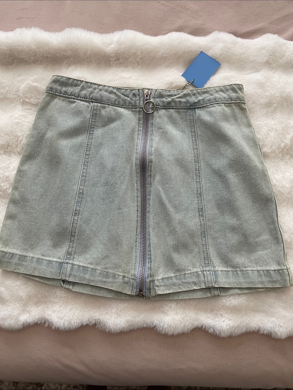 Forever 21 Light Blue Zip-Front Denim Mini Skirt
